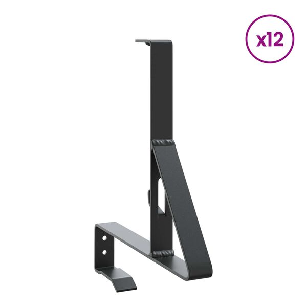 vidaXL Sneeuwbeveiligingsteun 12 pcs Zwart 29,5 x 3 x 34,5 cm Staal