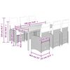 vidaXL 9-delige Bistroset met kussens poly rattan grijs
