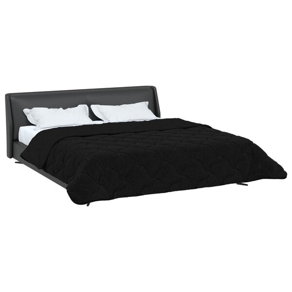vidaXL Vol jaar dekbed Zwart 200 x 220 cm Microfiber en Teddy fleece