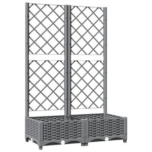 vidaXL Plantenbak met latwerk 80x40x121,5 cm polypropeen lichtgrijs
