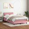 vidaXL Boxspring met matras en LED fluweel roze 120x210 cm