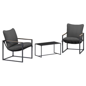 vidaXL Tuinbankenset 3 pcs Zwart en Anthraciet Staal