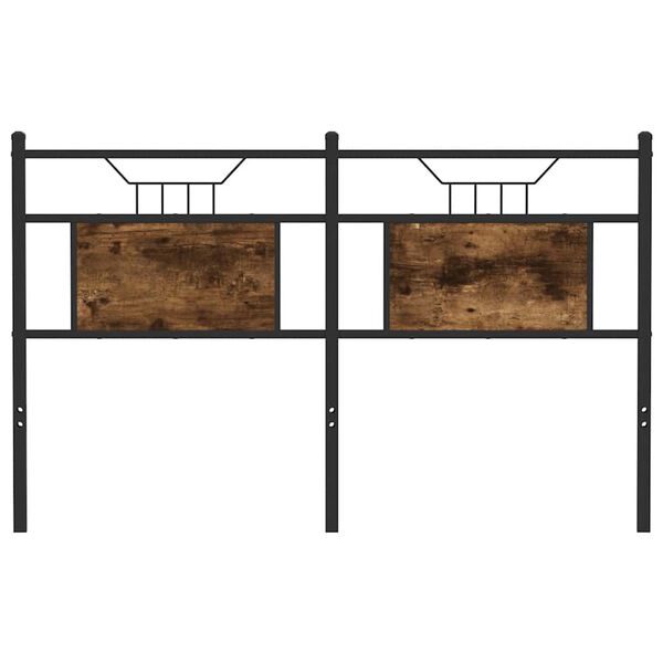 vidaXL Hoofdeinde 137 cm spaanplaat 137 cm gerookt eikenhout en staal