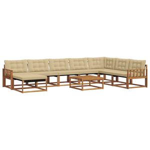 vidaXL Buiten bankenset 9 pcs Natuurlijk en Beige Massief Acaciahout