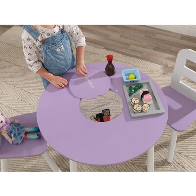 KidKraft Kinderopbergtafel rond en stoelenset lavendelkleurig en wit