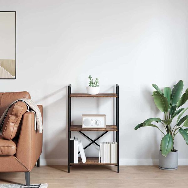 vidaXL Boekenkast Gerookt eiken 56 x 34 x 96 cm Bewerkt hout