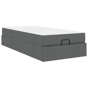 vidaXL Bedframe met matras 2 st Dim Grijs Stof