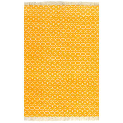 vidaXL Kelim vloerkleed met patroon 160x230 cm katoen geel