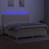 vidaXL Boxspring met matras en LED stof cr&egrave;mekleurig 200x200 cm