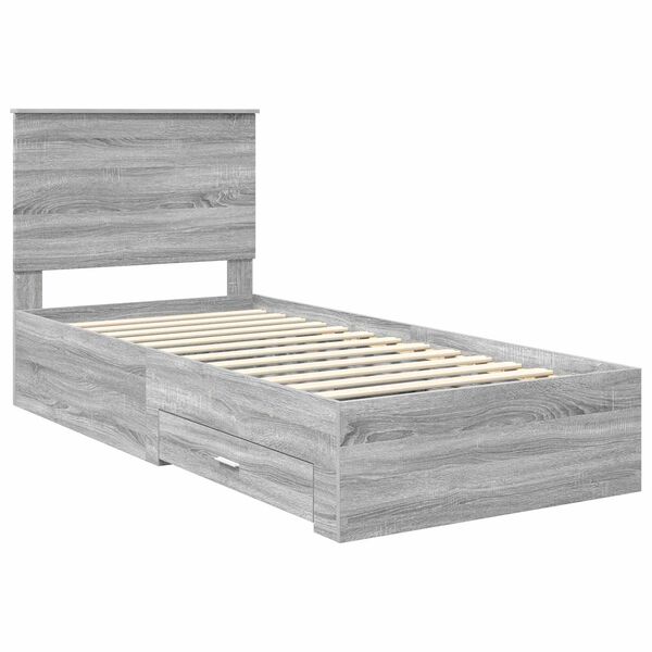 vidaXL Bedframe met hoofdeinde Grijs Sonoma 90 x 190 cm Bewerkt hout