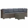 vidaXL 4-Persoons Tuin Sofa met Kussens Rieten Look PP Lichtgrijs
