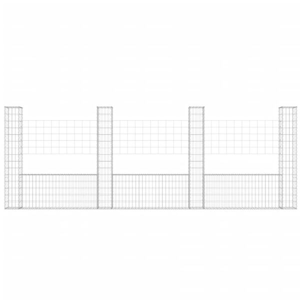 vidaXL Schanskorf U-vormig met 4 palen 380x20x150 cm ijzer