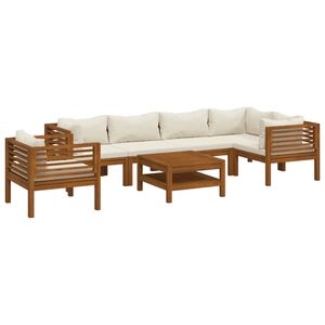 vidaXL 7-delige Loungeset met cr&egrave;mekleurige kussens massief acaciahout