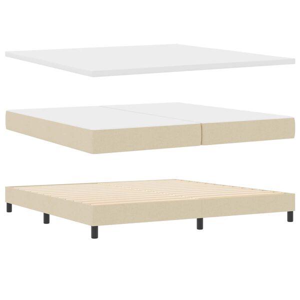 vidaXL Boxspringbed met matras met hoofdeinde Cr&egrave;me 200 x 200 cm Stof