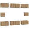 vidaXL Tv-meubelset Wandgemonteerd 8 pcs Artisan Eiken Bewerkt hout