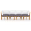 vidaXL 4-delige Loungeset met kussens massief acaciahout