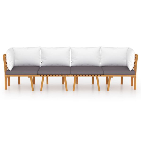vidaXL 4-delige Loungeset met kussens massief acaciahout