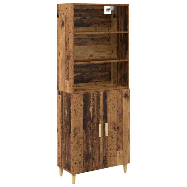 vidaXL Hoge kast Oud Hout 69,5 x 32,5 x 180 cm Bewerkt hout
