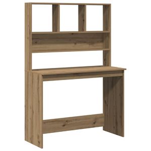 vidaXL Bureau met schappen 102x45x148 cm bewerkt hout artisanaal eiken