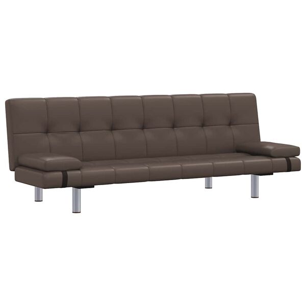vidaXL Slaapbank met twee kussens kunstleer bruin