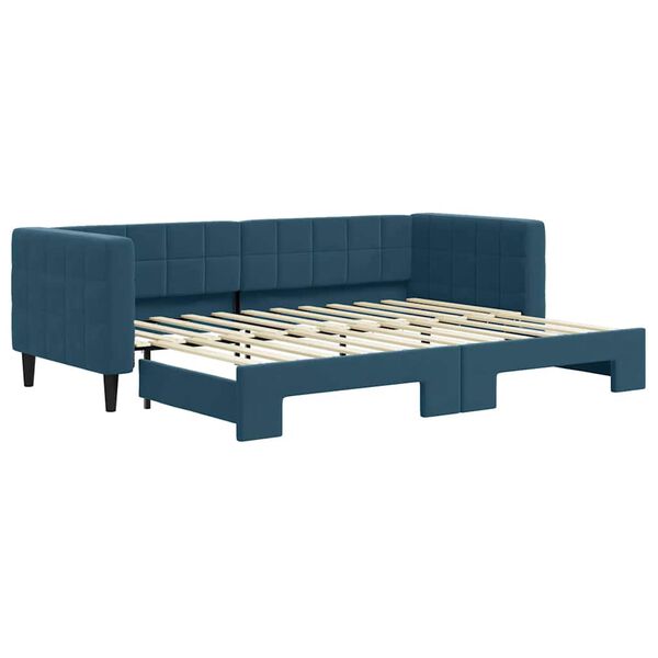 vidaXL Slaapbank met onderschuifbed 80x200 cm fluweel blauw
