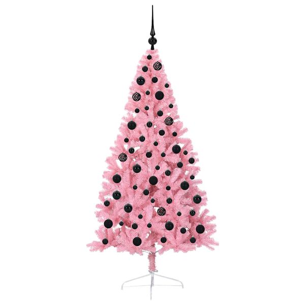vidaXL Kunstmatig Voorverlicht Kerstboom met 300 LED Roze 180 cm PVC