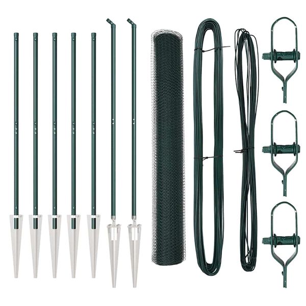 vidaXL Afrasteringspaal Groen 10 x 1 m (25 mm gaas) Staal en PVC