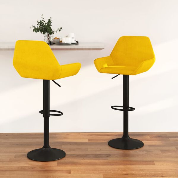 vidaXL Barkrukken 2 st fluweel mosterdgeel