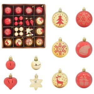 vidaXL Kerstbal Set 40 pcs Goud en Rood Kunststof
