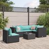 vidaXL 6-delige Loungeset met kussens poly rattan zwart