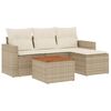 vidaXL 5-delige Loungeset met kussens poly rattan beige
