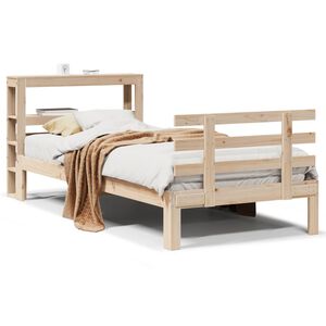 vidaXL Bedframe met hoofdbord massief grenenhout 75x190 cm