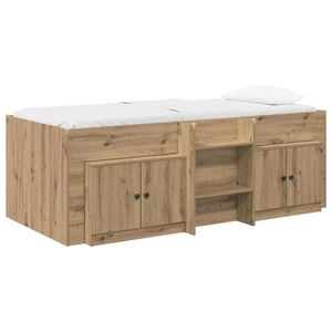 vidaXL Loft Bed Frame met Kast 3 st Artisanaal eiken Bewerkt hout