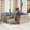vidaXL Tuin Sofa Set met opslag 9 pcs Beige poly rattan