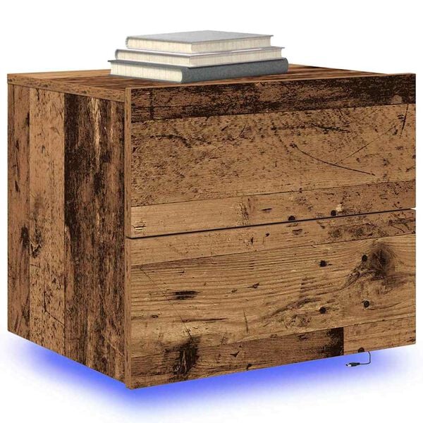 vidaXL Nachtkastje met lade 2 pcs Oudhout 50 x 39 x 41 cm Bewerkt hout