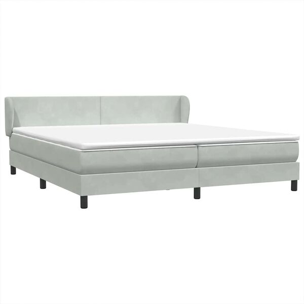 vidaXL Boxspring met matrassen fluweel lichtgrijs 180x210 cm