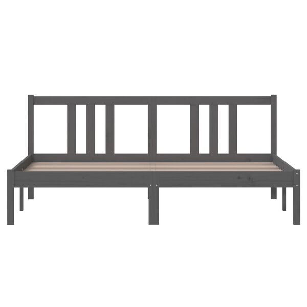 vidaXL Bedframe massief hout grijs 160x200 cm