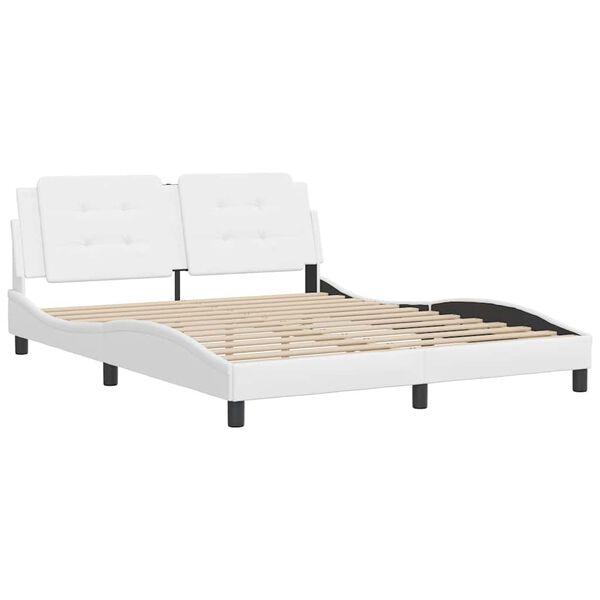 vidaXL Bedframe zonder matras "Zadar" kunstleer wit 160x200 cm