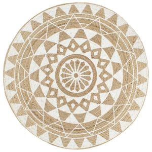 vidaXL Vloerkleed handgemaakt met witte print 120 cm jute