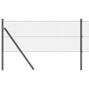 vidaXL gelast draadhek met grondbevestiging 25 x 0,8 m Grijs Mesh