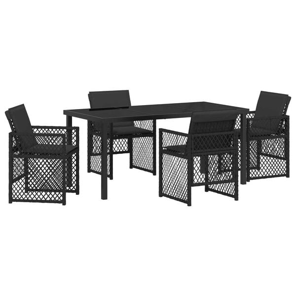 vidaXL Tuin eettafelset 5 pcs Zwart poly rattan