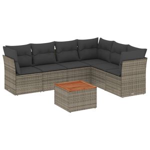 vidaXL 7-delige Loungeset met kussens poly rattan grijs