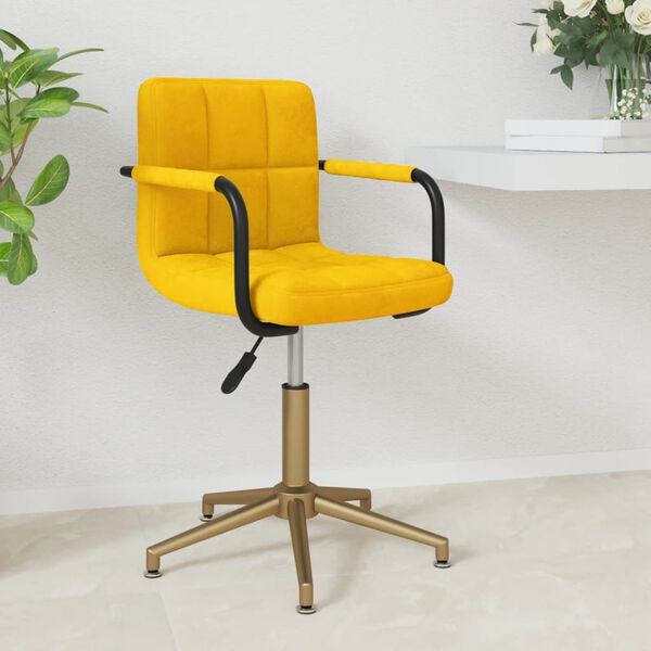 vidaXL Eetkamerstoel draaibaar fluweel mosterdgeel