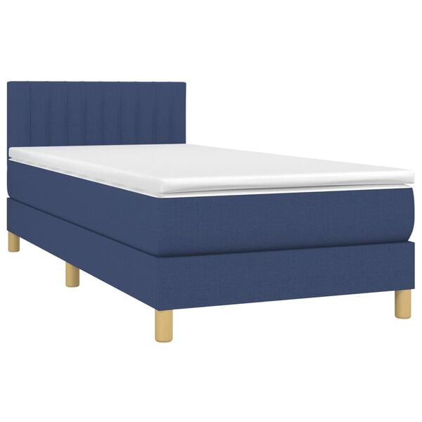 vidaXL Boxspring met matras en LED stof blauw 80x200 cm