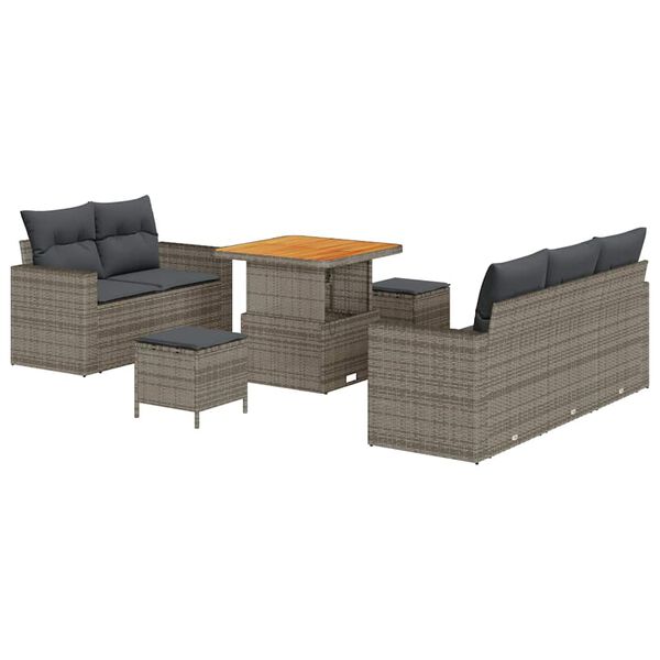 vidaXL Tuin Sofa Set 8 pcs Grijs Poly rattan en gepoedercoat staal