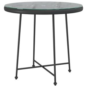 vidaXL Eettafel &Oslash;80 cm gehard glas en staal zwart