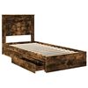 vidaXL Opslag bed met lade Gerookt eiken 100 x 200 cm Bewerkt hout