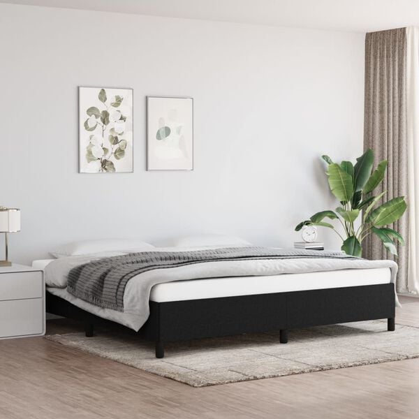 vidaXL Bedframe zonder matras stof zwart 200x200 cm