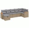 vidaXL 7-delige Loungeset met kussens poly rattan gemengd beige