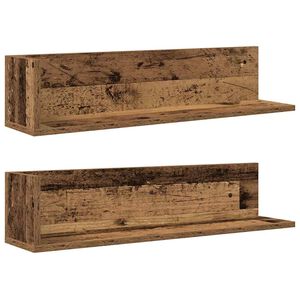 vidaXL Wandschappen 2 st 75x16,5x16,5 cm bewerkt hout oud houtkleurig